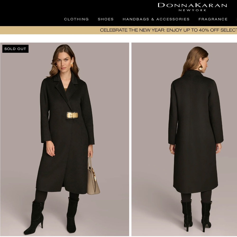 DONNA KARAN TURNLOCK COAT - SIZE XS